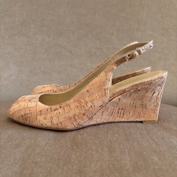 NEW Stuart Weitzman Natural Cork Slingback Wedge NWOT - Picture 1 of 6